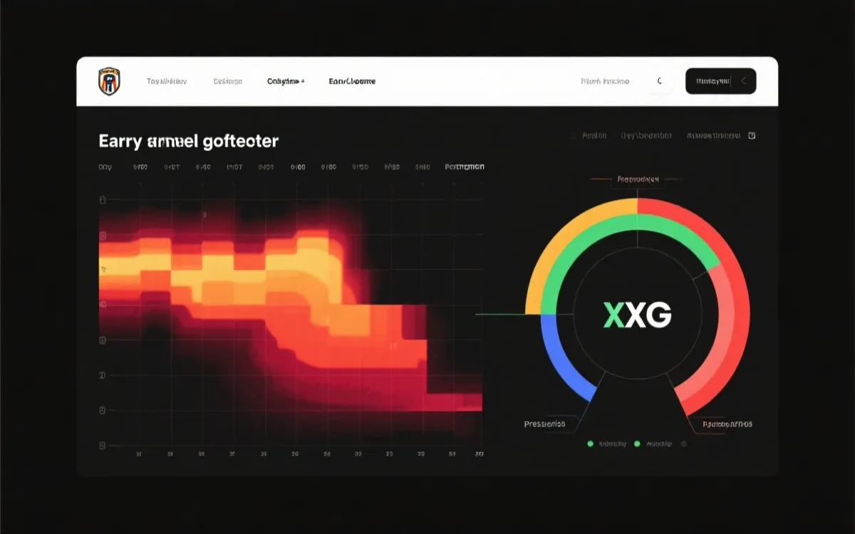 2026 世界杯早段进球概率热力图与球队指标雷达图（示意）